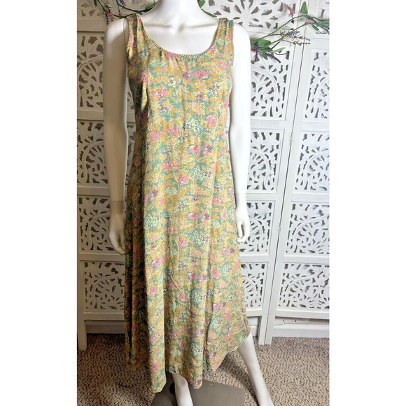 90s Y2K Rabbit Rabbit Rabbit Design Women’s Floral Sleeveless Midi Dress 8P - Picture 1 of 13